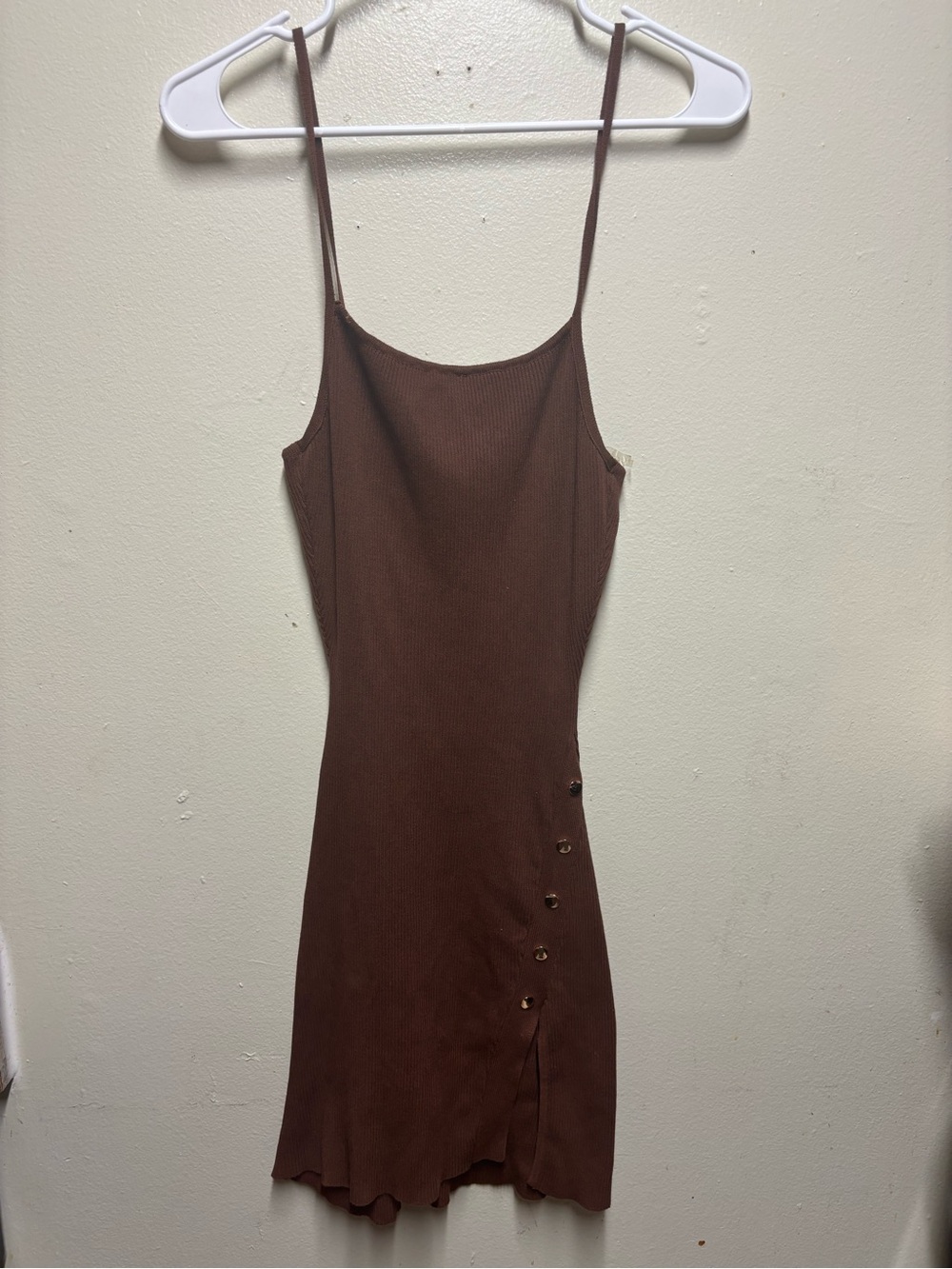 Windsor bodycon chocolate brown ribbed tank dress women's L